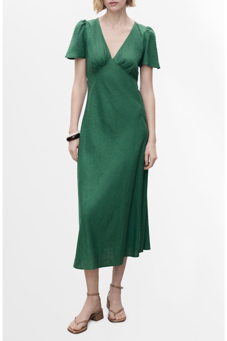 Linen Blend Dress, Main, color, GREEN