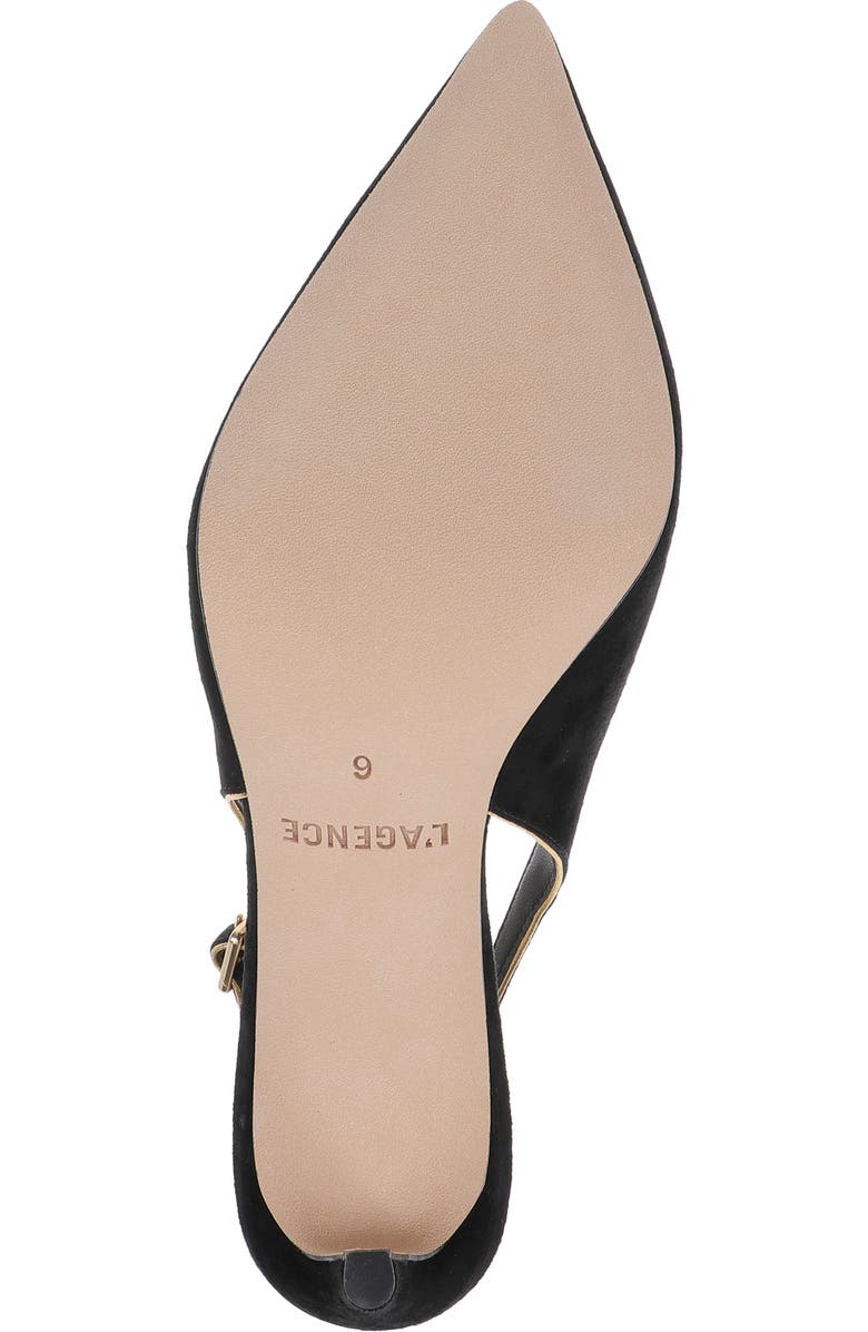 L'AGENCE Vichy II Leather Trimmed Pointed Toe Slingback Pump, Alternate, color, Black Suede