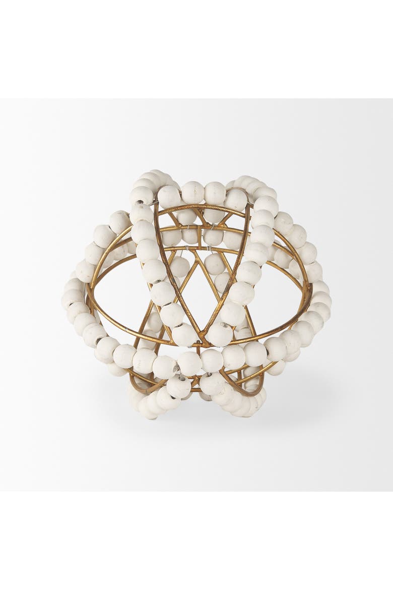 Espanlade I Wooden Beaded Orb, Alternate, color, White