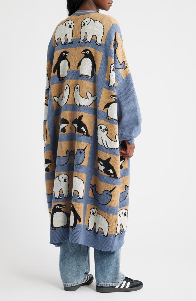 Dressed in Lala Chill Out Longline Cardigan, Alternate, color, Blue And Tan