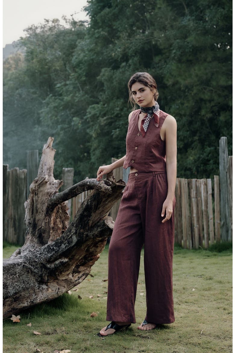 Hemp Tailored Vest, Alternate, color, brown