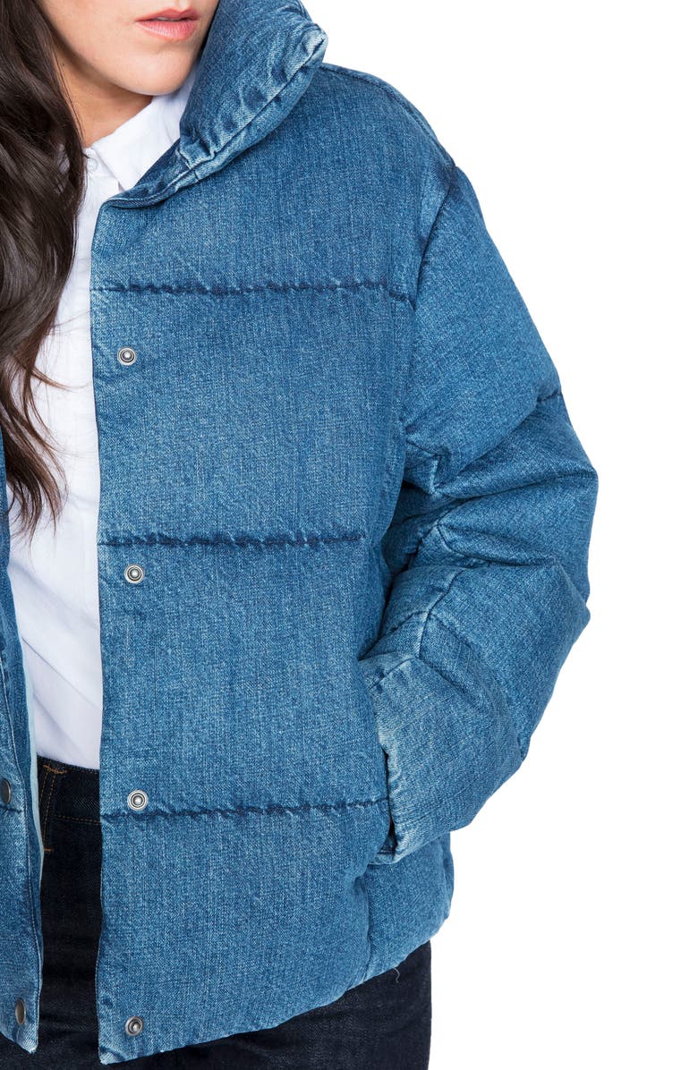 PRPS Denim Down Puffer Jacket, Alternate, color, 