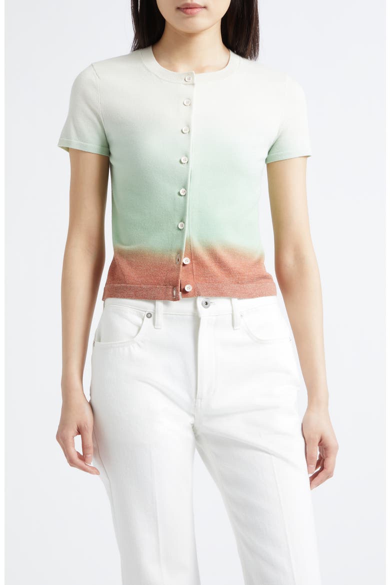Short Sleeve Crop Wool Blend Cardigan, Main, color, FLAME-CACTUS MULTI