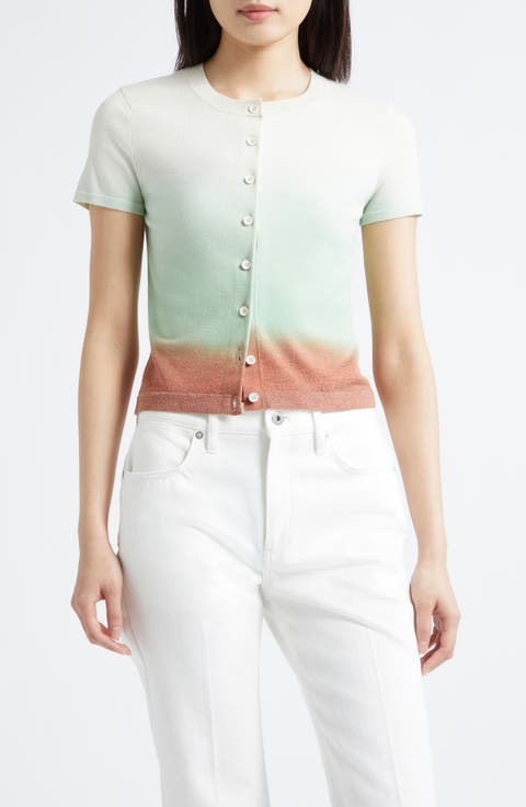 Short Sleeve Crop Wool Blend Cardigan