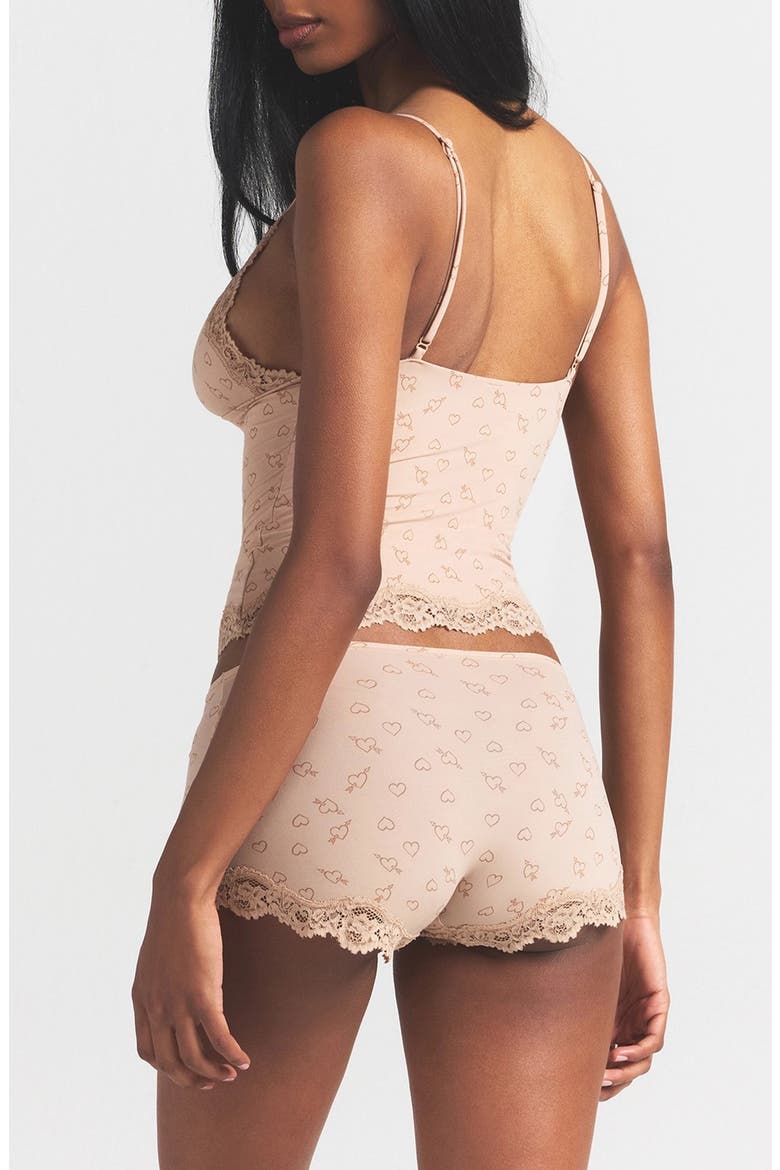 Fits Everybody Lace Trim Crop Camisole & Shorts Pajamas, Alternate, color, MICA SKETCHED HEARTS