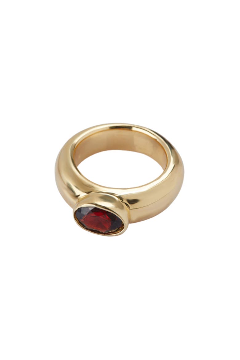 Oval Stone Chunky Ring, Main, color, GOLD /GARNET