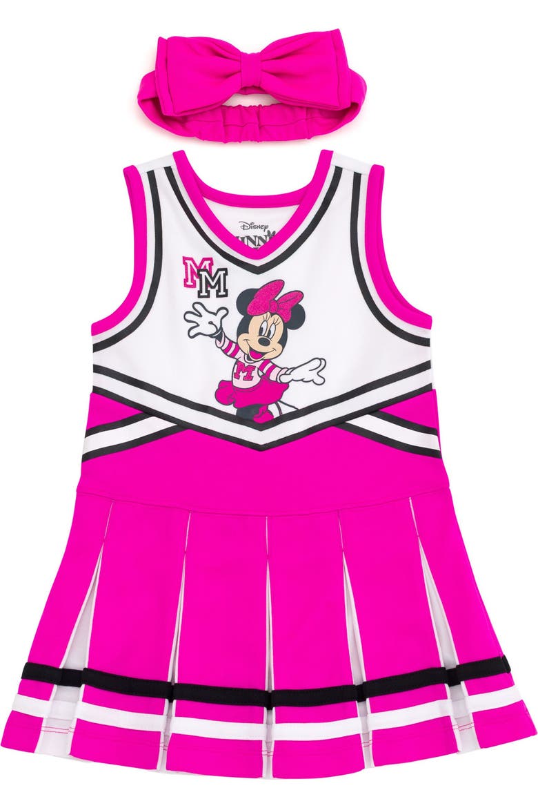 Minnie Mouse Cheerleader Dress and Headband Set, Main, color, Minnie Cheer Pink
