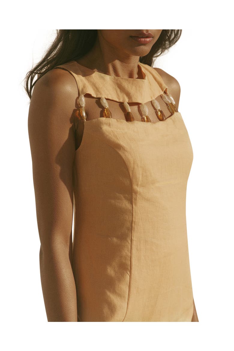 Linen Beaded Mini Dress, Alternate, color, Yellow