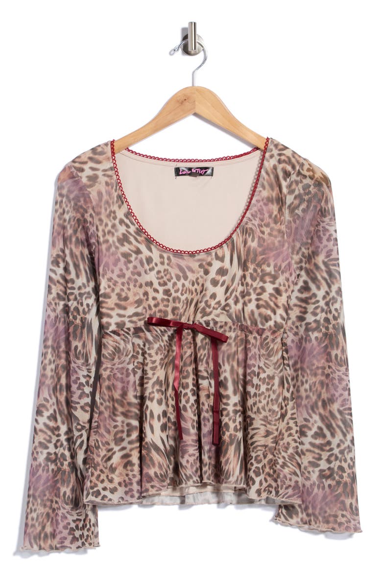 Empire Waist Bell Sleeve Top, Main, color, TAN COMBO