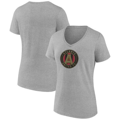 Women's Fanatics Branded Steel Atlanta United FC Evergreen Logo V-Neck T-Shirt