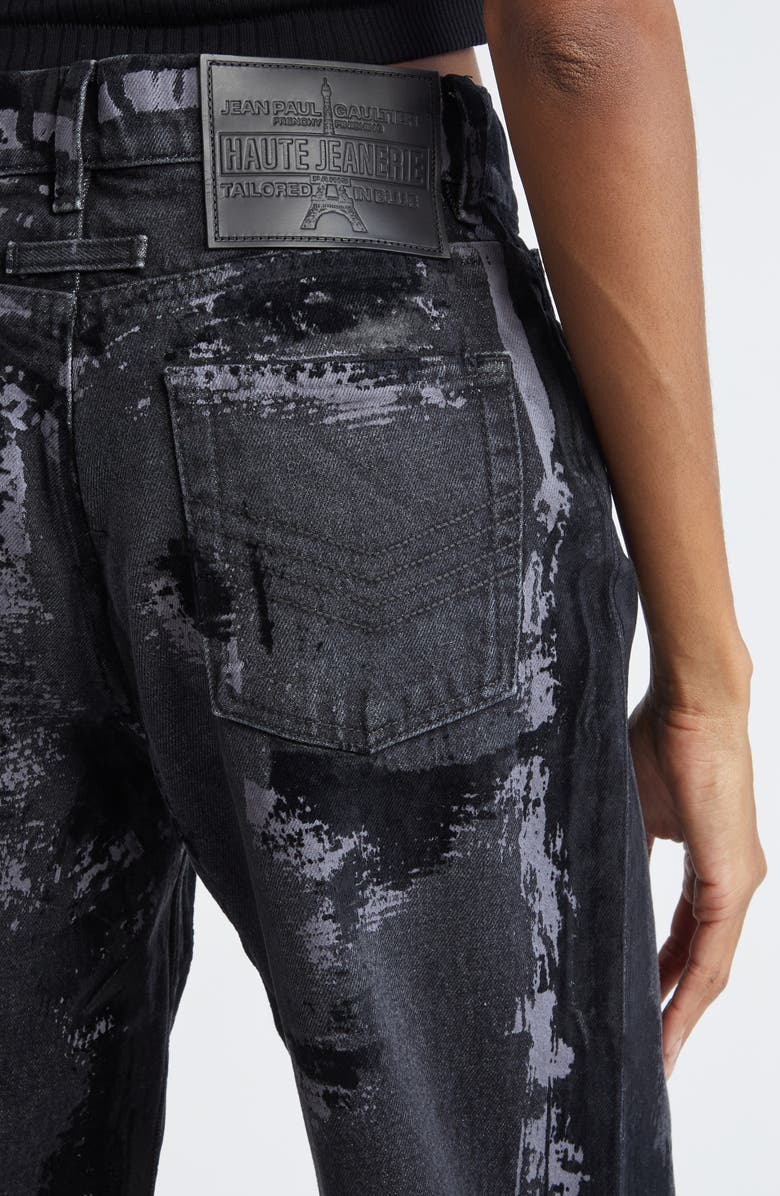 Jean Paul Gaultier Trompe l'Oeil Destroyed Wide Leg Jeans, Alternate, color, 