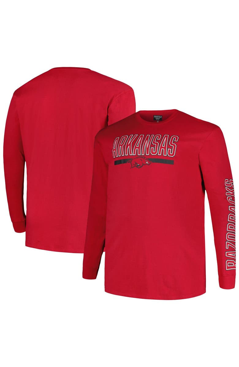 PROFILE Men's Profile Cardinal Arkansas Razorbacks Big & Tall Two-Hit Graphic Long Sleeve T-Shirt, Main, color, Cardinal