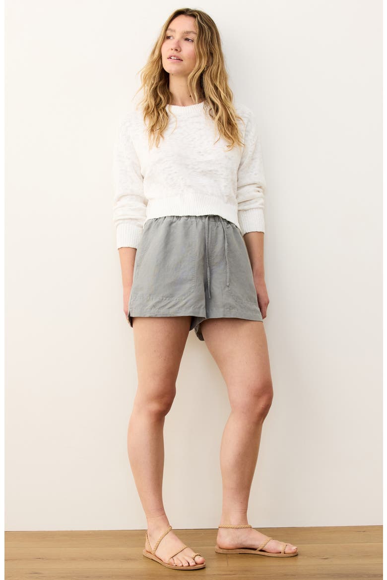 Linen Blend Drawstring Shorts, Alternate, color, SHADOW