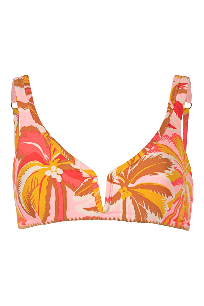 Pink Palms Victoria Reversible Triangle Bikini Top, Alternate, color, PINK