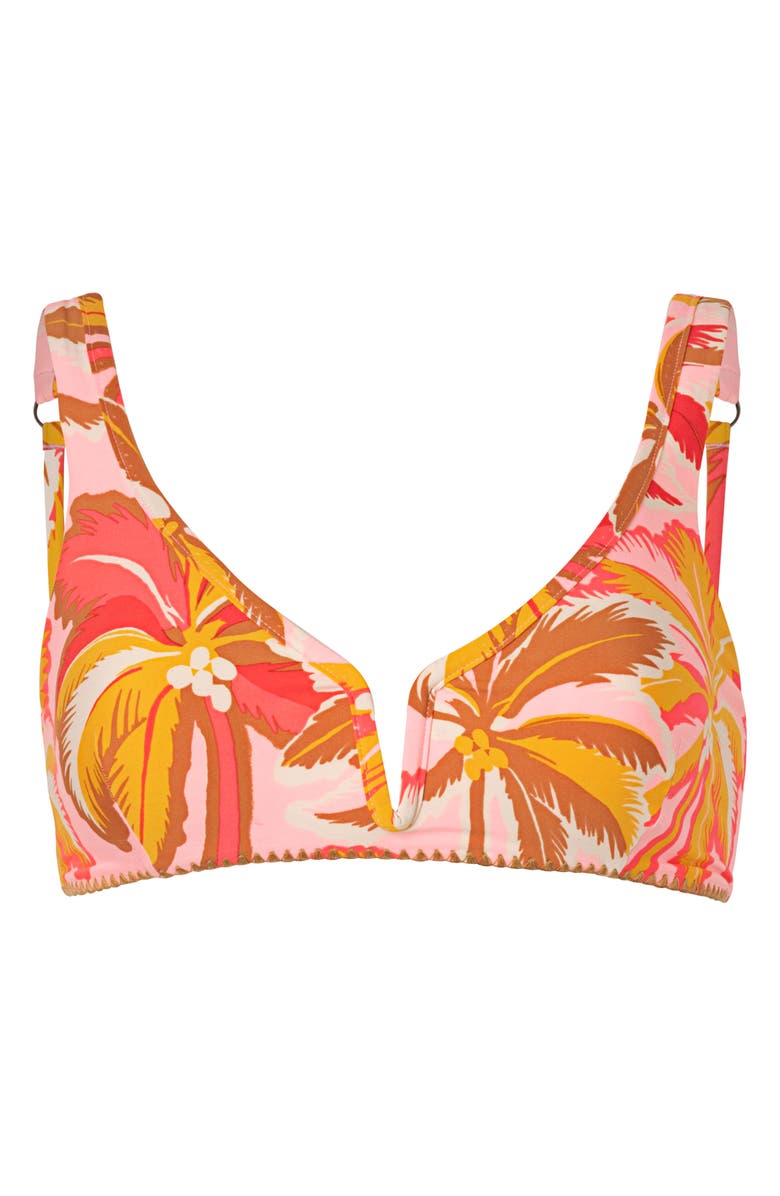 Maaji Pink Palms Victoria Reversible Triangle Bikini Top, Alternate, color, Pink