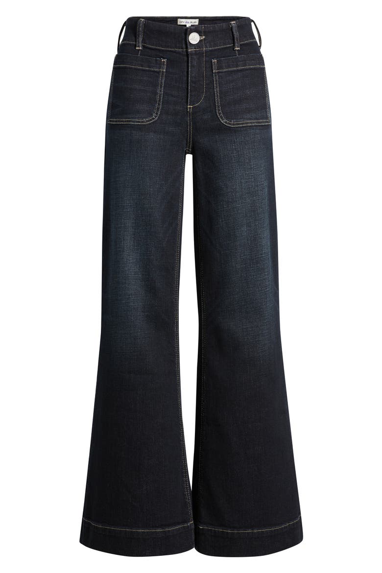 Soho Patch Pocket Wide Leg Jeans, Alternate, color, DARK WHISKER WASH