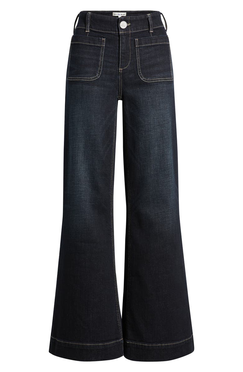 CITY BLUES Soho Patch Pocket Wide Leg Jeans, Alternate, color, Dark Whisker Wash
