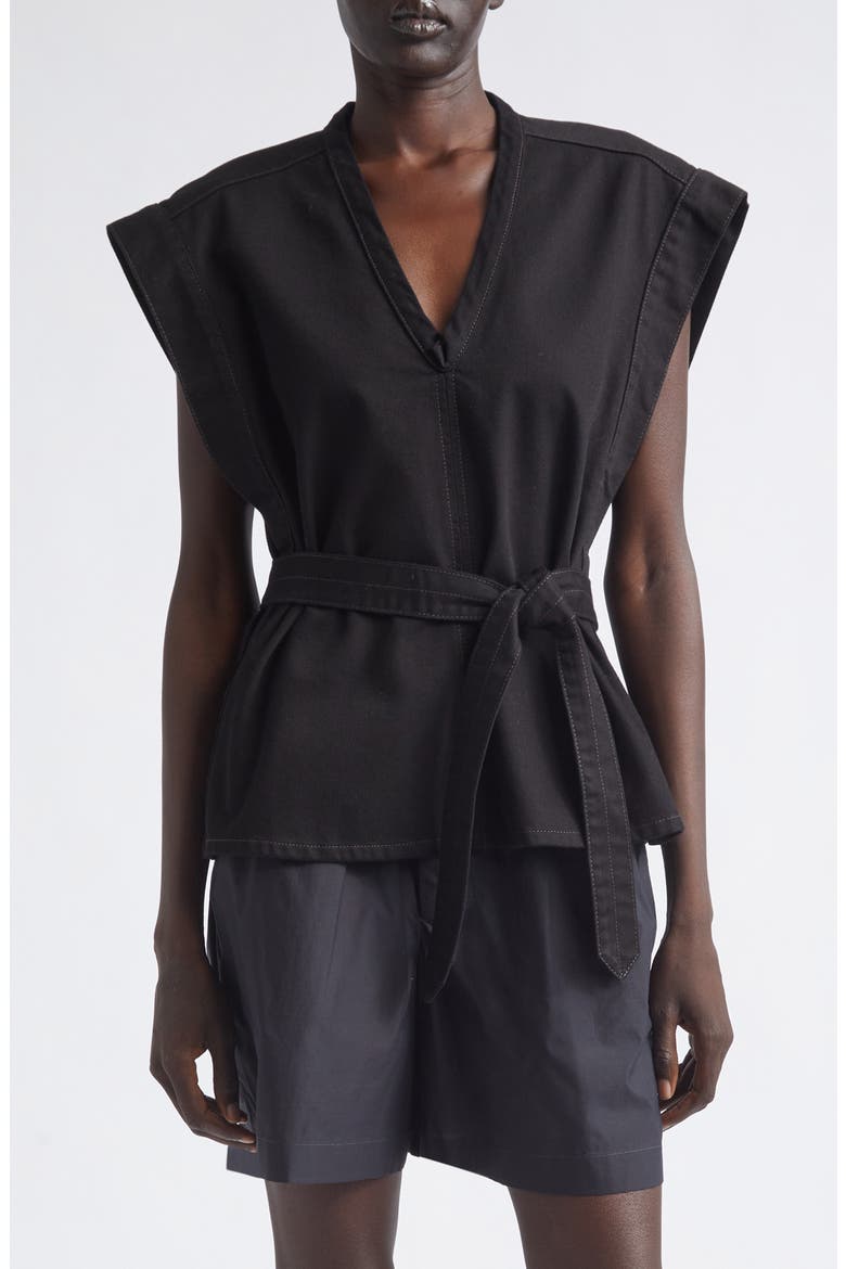 Cotton Denim Vest, Main, color, BLACK