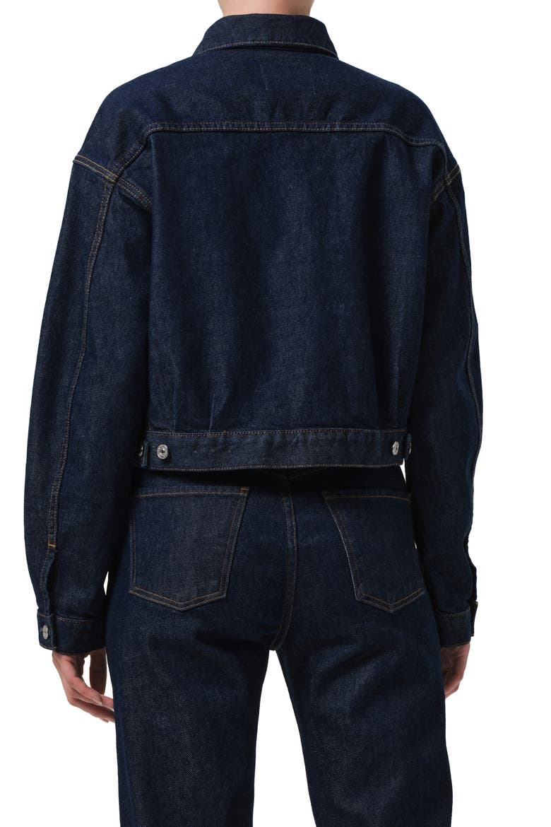 Alma Denim Trucker Jacket, Alternate, color, HELIA DARK INDIGO