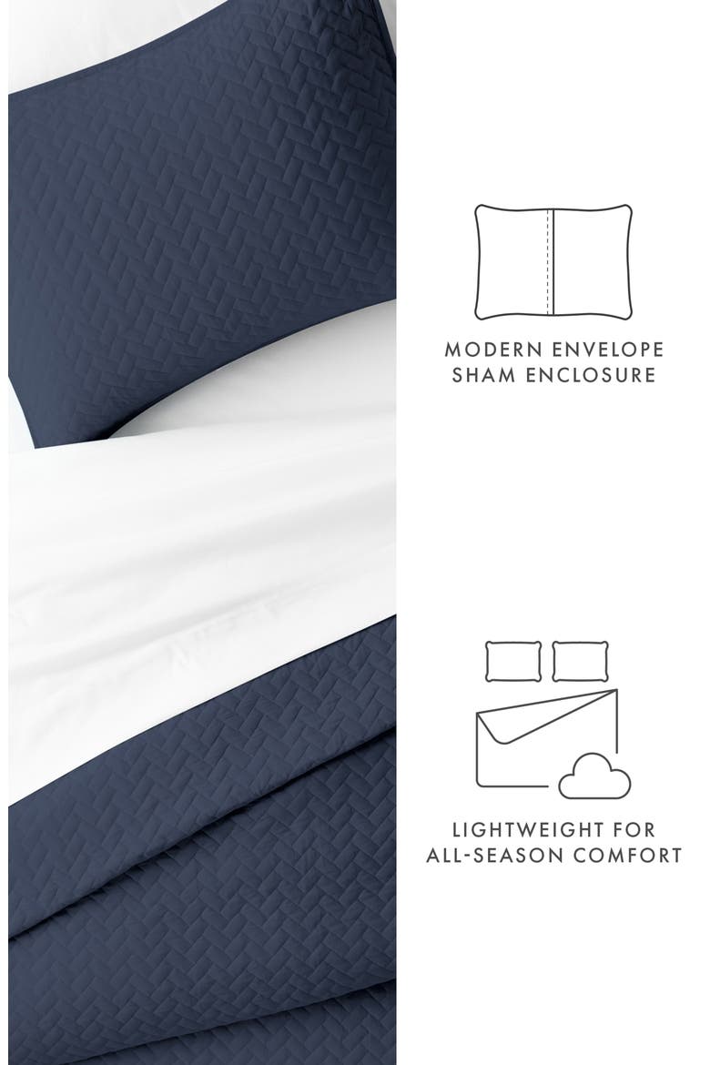 All Season Herringbone Stitch Down Alternative Quilt & Sham Set, Alternate, color, NAVY