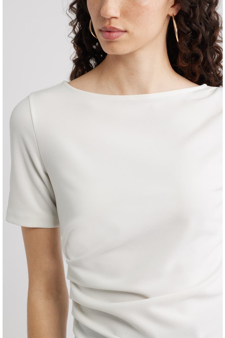 Asymmetric Gathered Tee, Alternate, color, IVORY TOFU