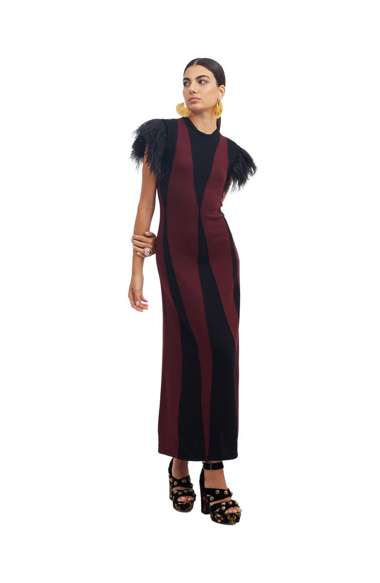 La DoubleJ Harlequin Sleeveless Dress Bordeux / Black, Main, color, Bordeux / Black