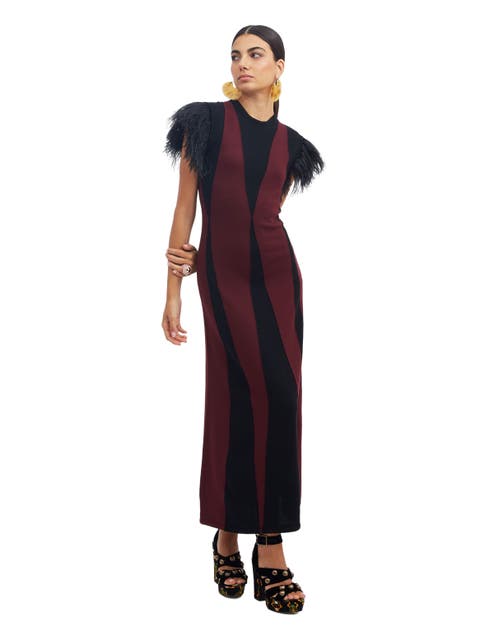 Harlequin Sleeveless Dress Bordeux / Black