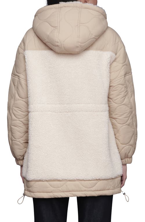 Avec Les Filles Hooded Nylon & Faux Shearling Anorak In Neutral