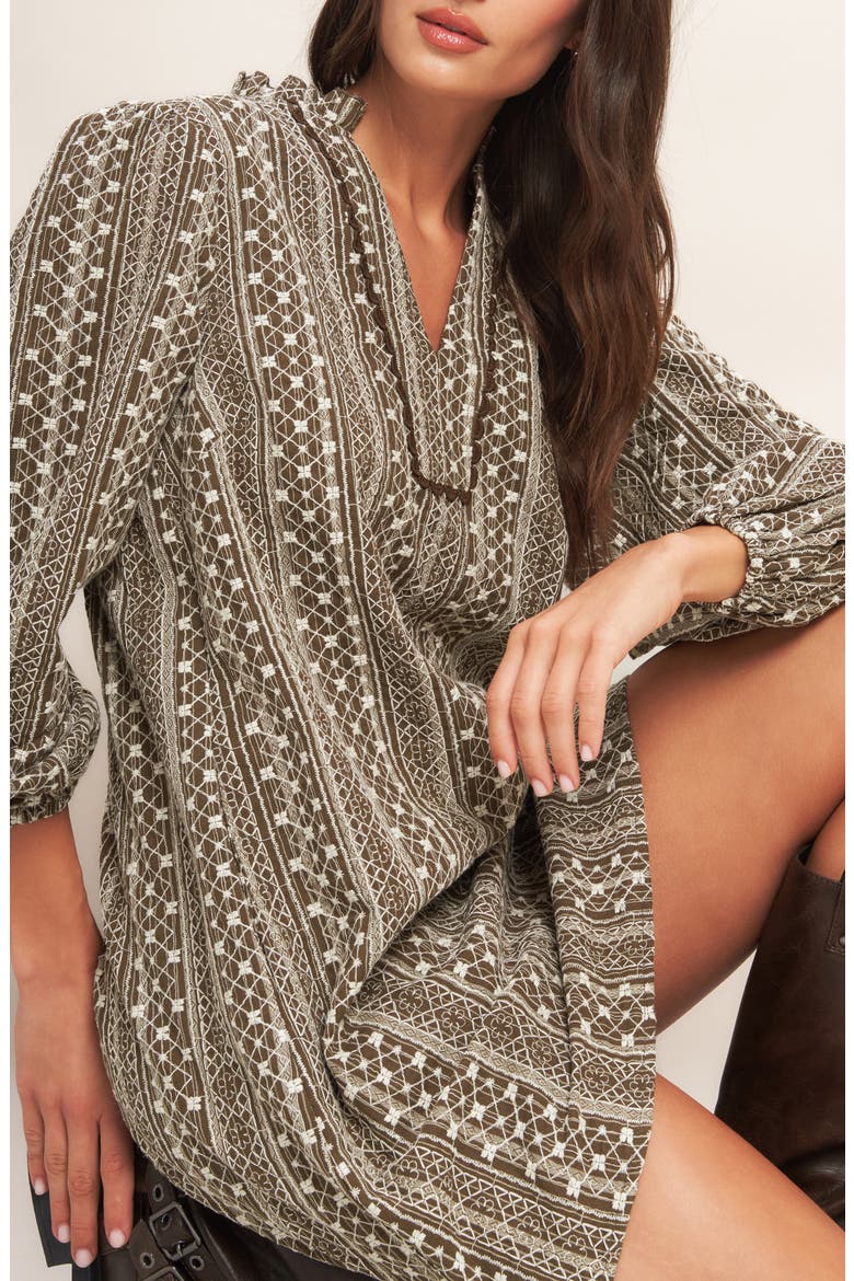 Textured Long Sleeve Dress, Alternate, color, BROWN