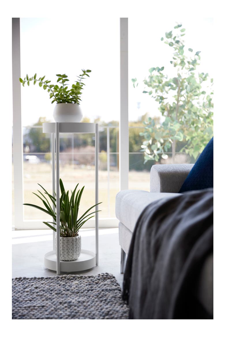 Rolling Two-Tier Plant Stand, Alternate, color, WHITE