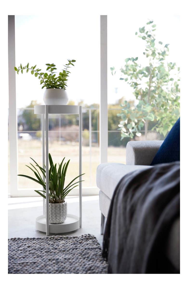 Yamazaki Rolling Two-Tier Plant Stand, Alternate, color, White