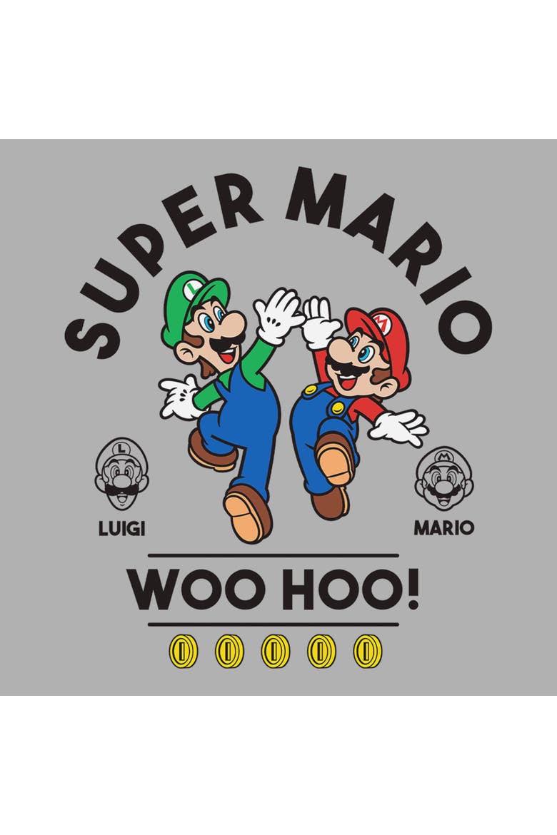 Boy's Nintendo Woo Hoo Brothers  Graphic T-Shirt, Alternate, color, Sport Grey