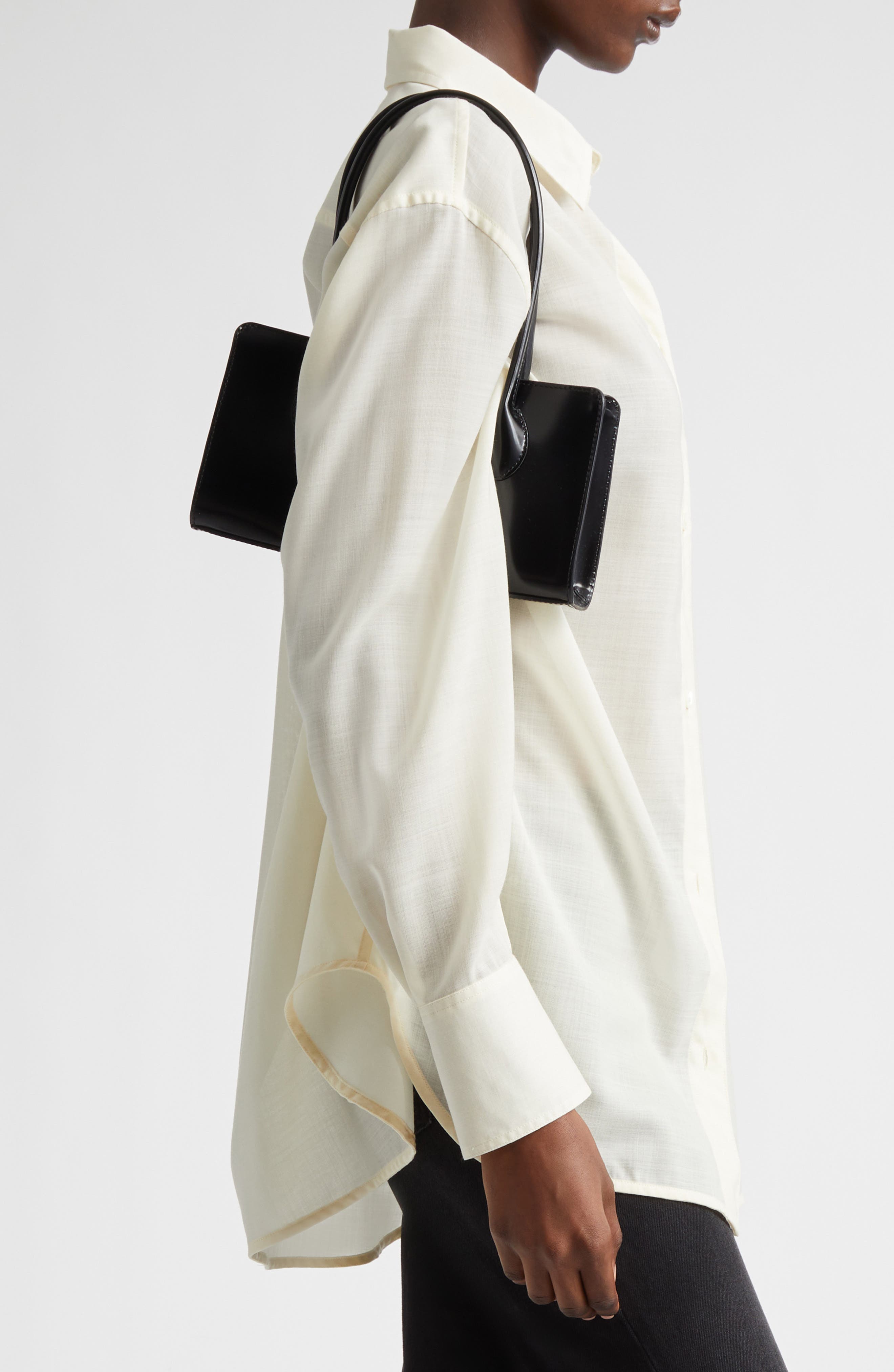 Lié Studio The Lou Top Handle Bag, Alternate, color, Black Patent Leather