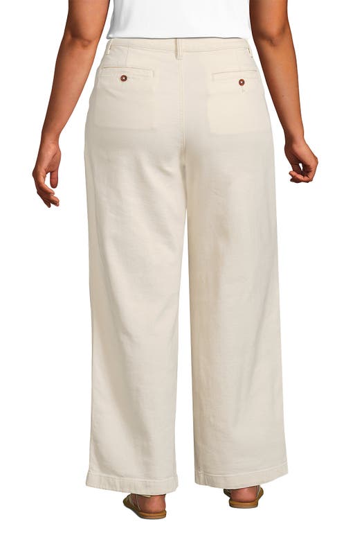 LANDS' END LANDS' END PLUS SIZE HIGH RISE SOFT DENIM PLEATED WIDE LEG TROUSERS