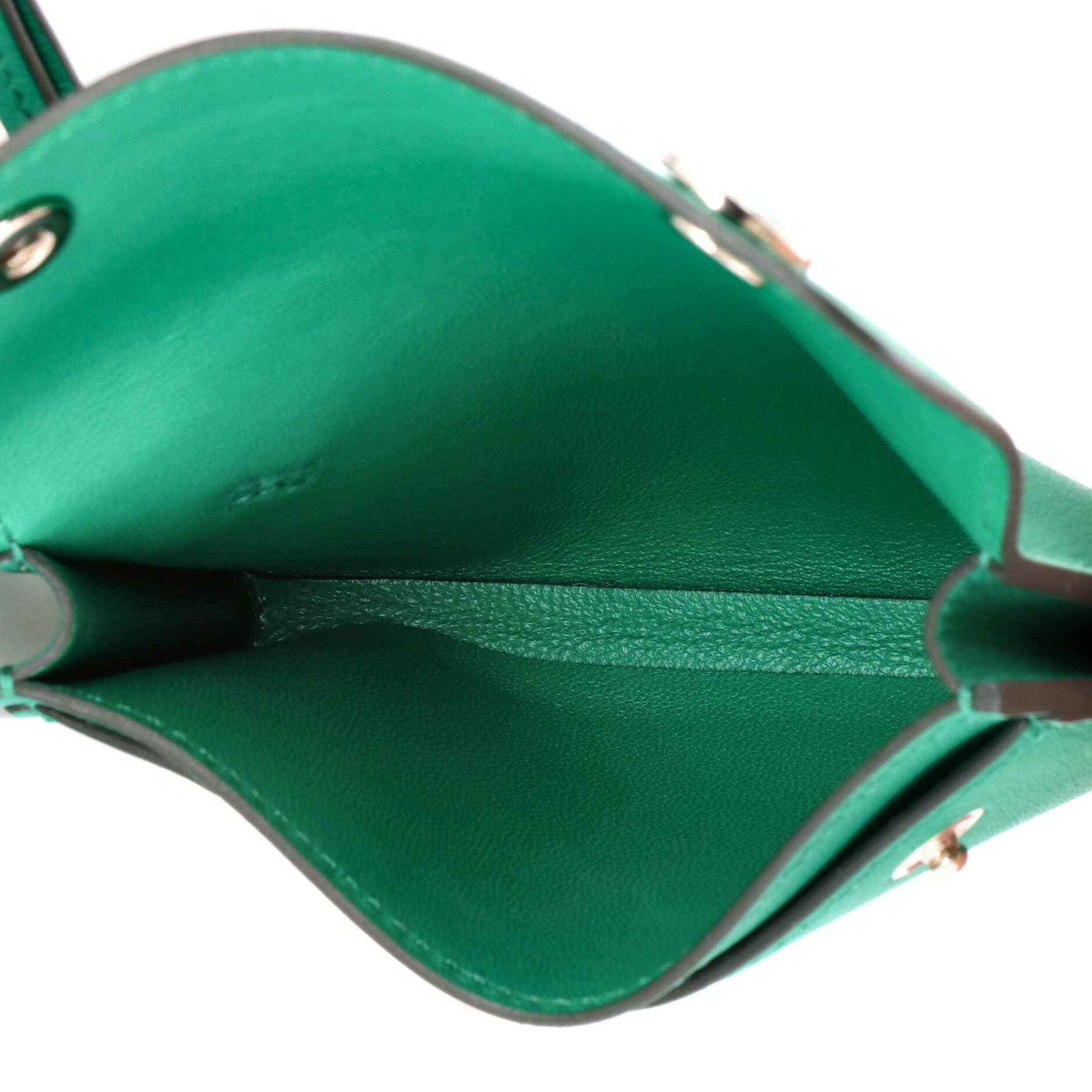 Pre-Owned Hermes Hermesnap Card Holder Swift, Alternate, color, Vert Vertigo