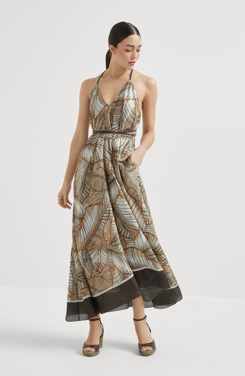 Brunello Cucinelli Papyrus Print Dress With Monili