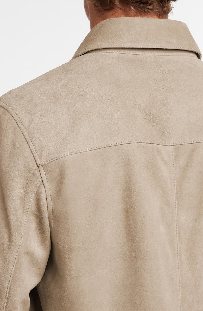 David Donahue City Suede Button-Up Shirt Jacket, Alternate, color, Sandstone