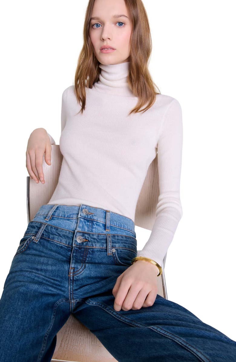 maje Double waistband jeans, Alternate, color,