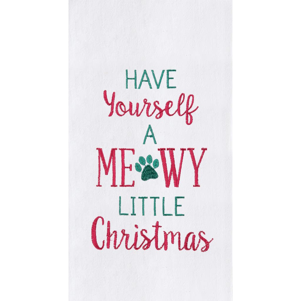 C & F Home C&f Home Meowy Christmas Embroidered Flour Sack Kitchen Towel Set Of 2 In White