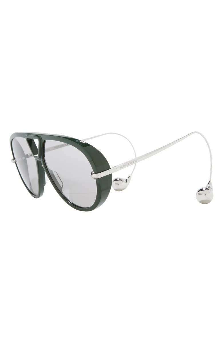 Bottega Veneta Drop 63mm Aviator Sunglasses, Alternate, color, Green