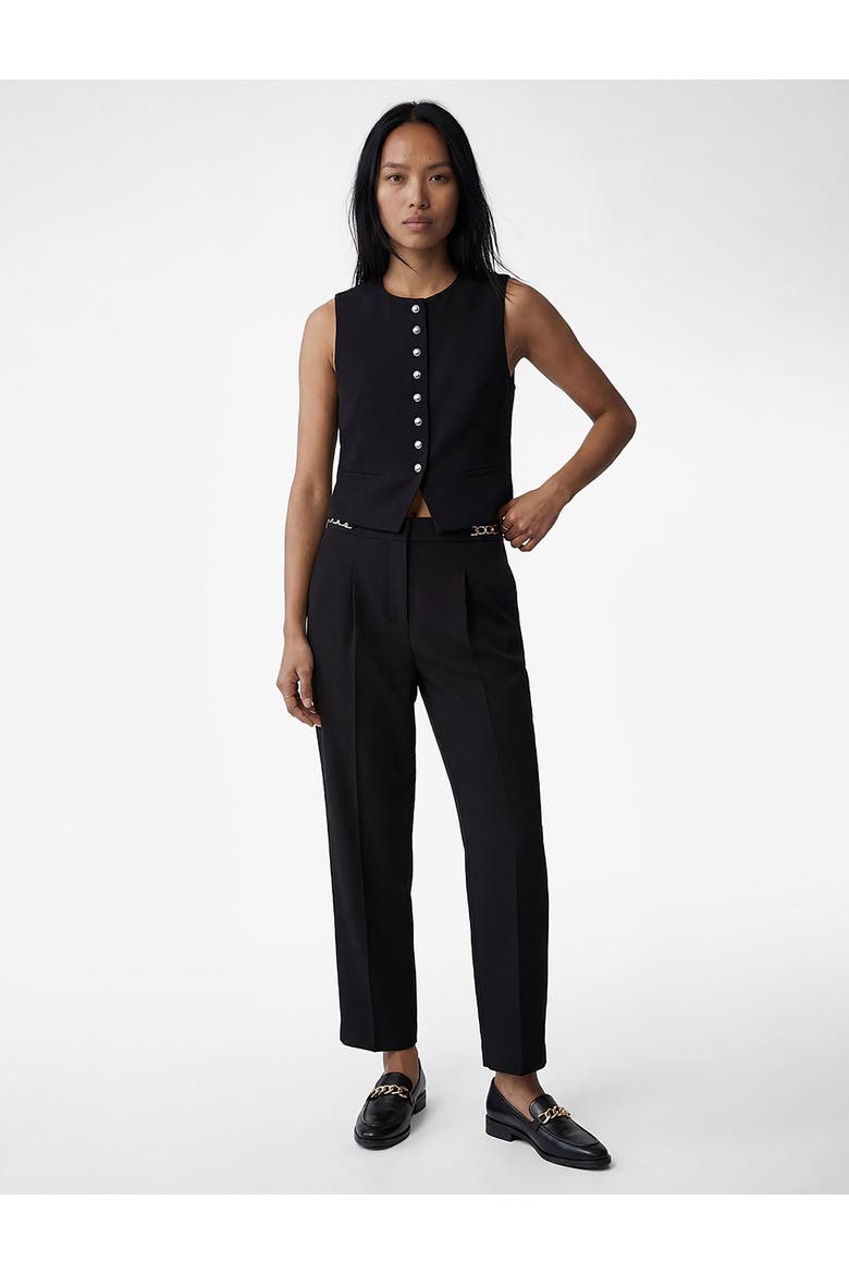 Medium  Rise Chain Detail Trousers, Main, color, BLACK