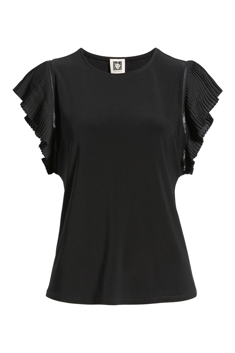 Pleat Sleeve Top, Alternate, color, ANNE BLACK