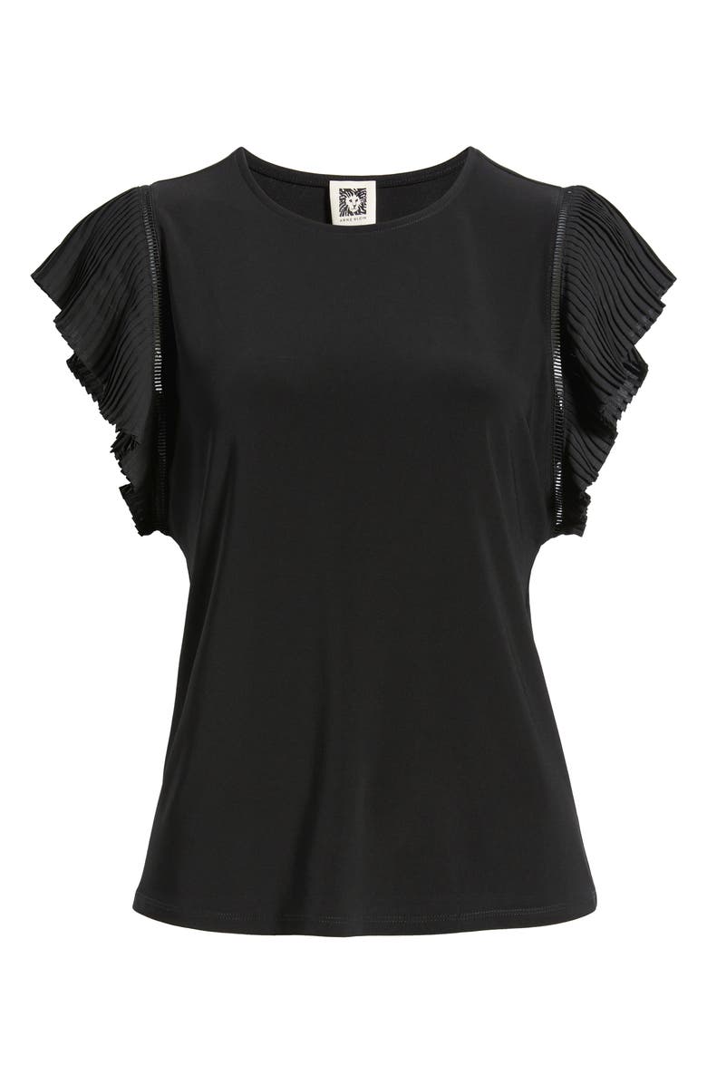 Anne Klein Pleat Sleeve Top, Alternate, color, Anne Black