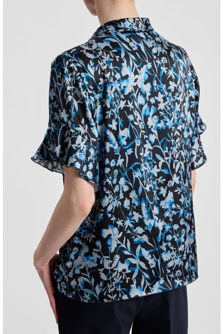 Athena Floral Blouse with Short Flutter Sleeves, Alternate, color, MIDNIGHT