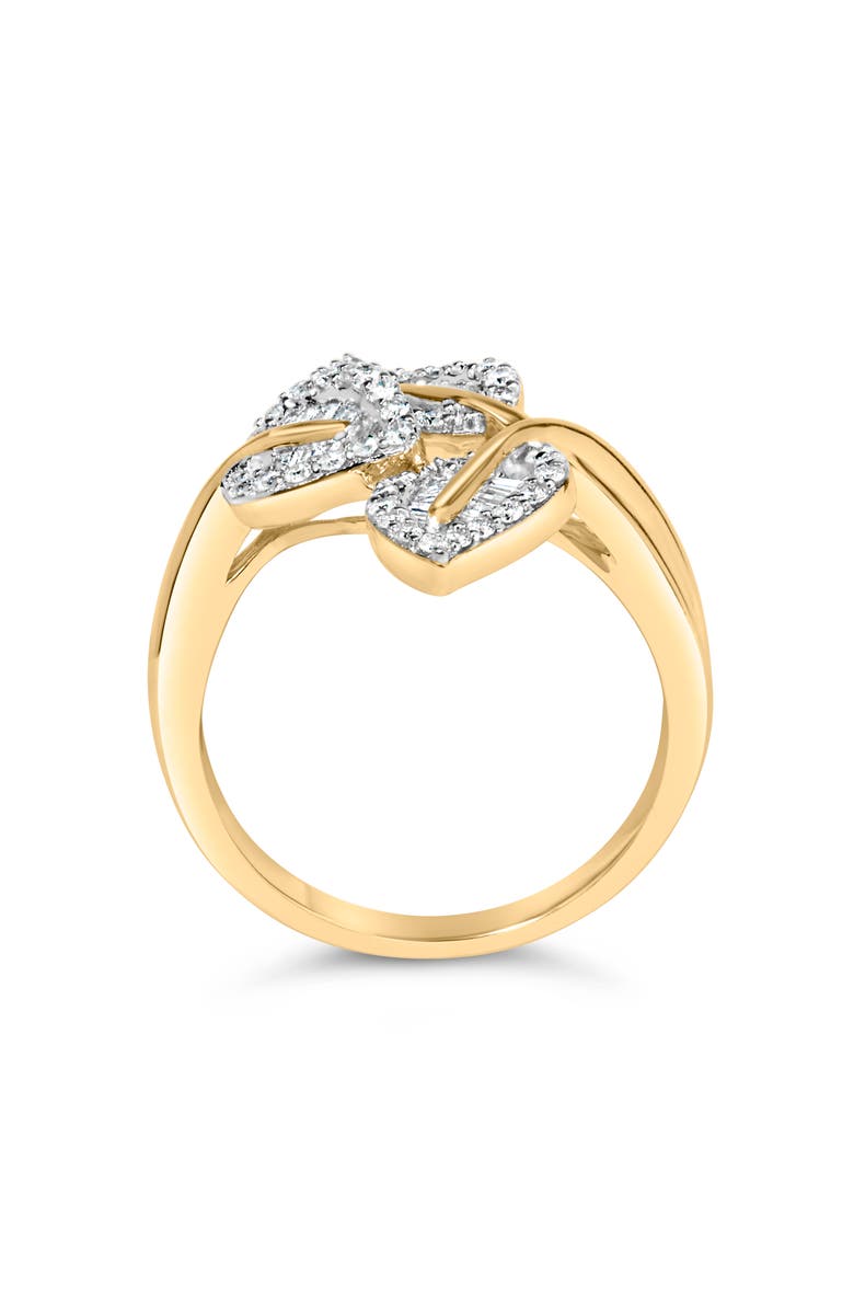 Haus of Brilliance Silver 1/2 Cttw Diamond Bypass Triple Leaf Ring, Alternate, color, Yellow