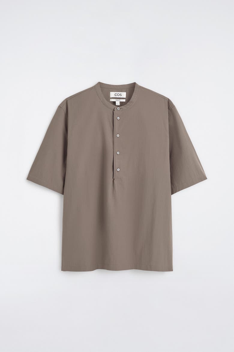 Cotton Henley Shirt, Alternate, color, BROWN