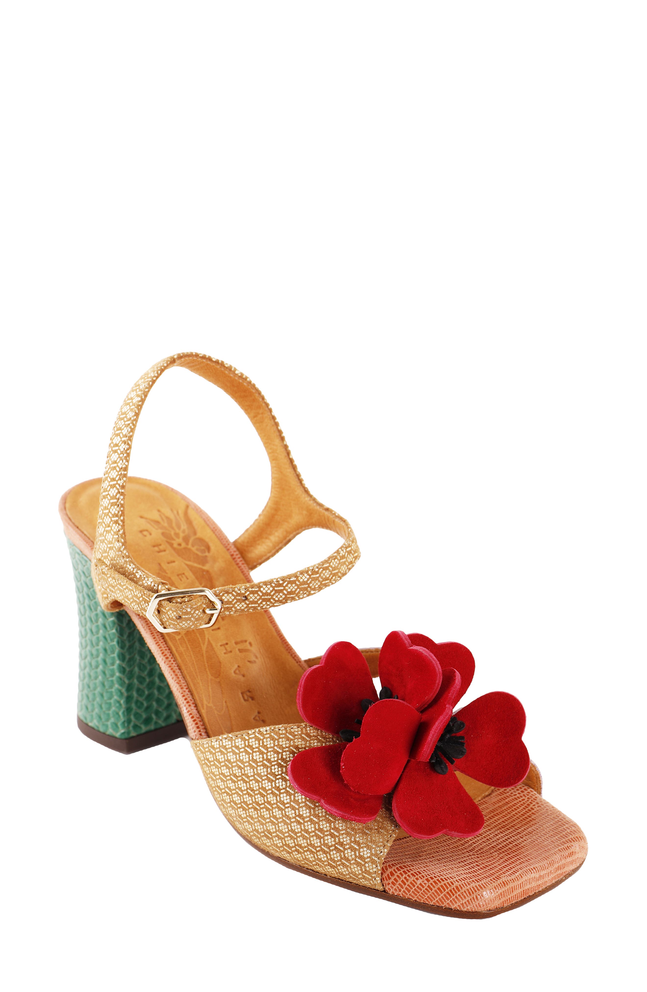 Chie Mihara Flower Appliqué Sandal, Main, color, 