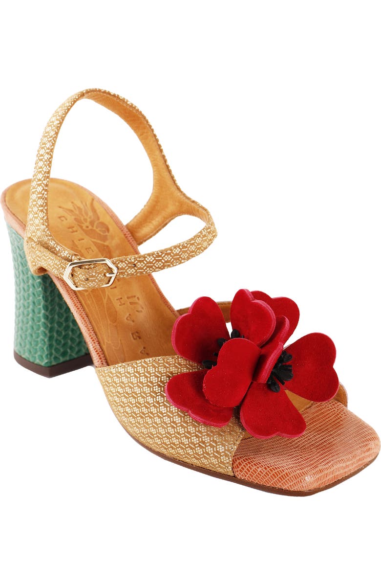 Chie Mihara Flower Appliqué Sandal, Main, color,