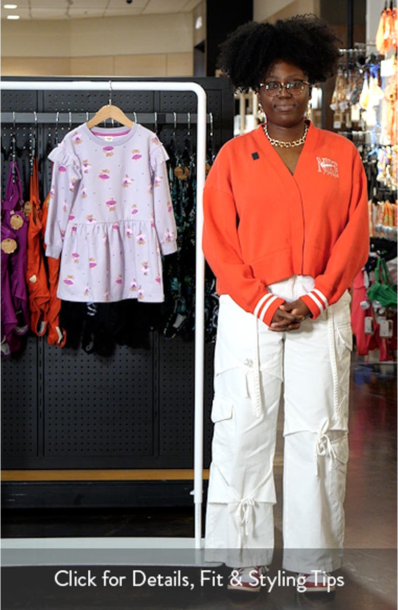 Kids' Ruffle Long Sleeve Stretch Cotton Blend Sweatshirt Dress, sales video thumbnail