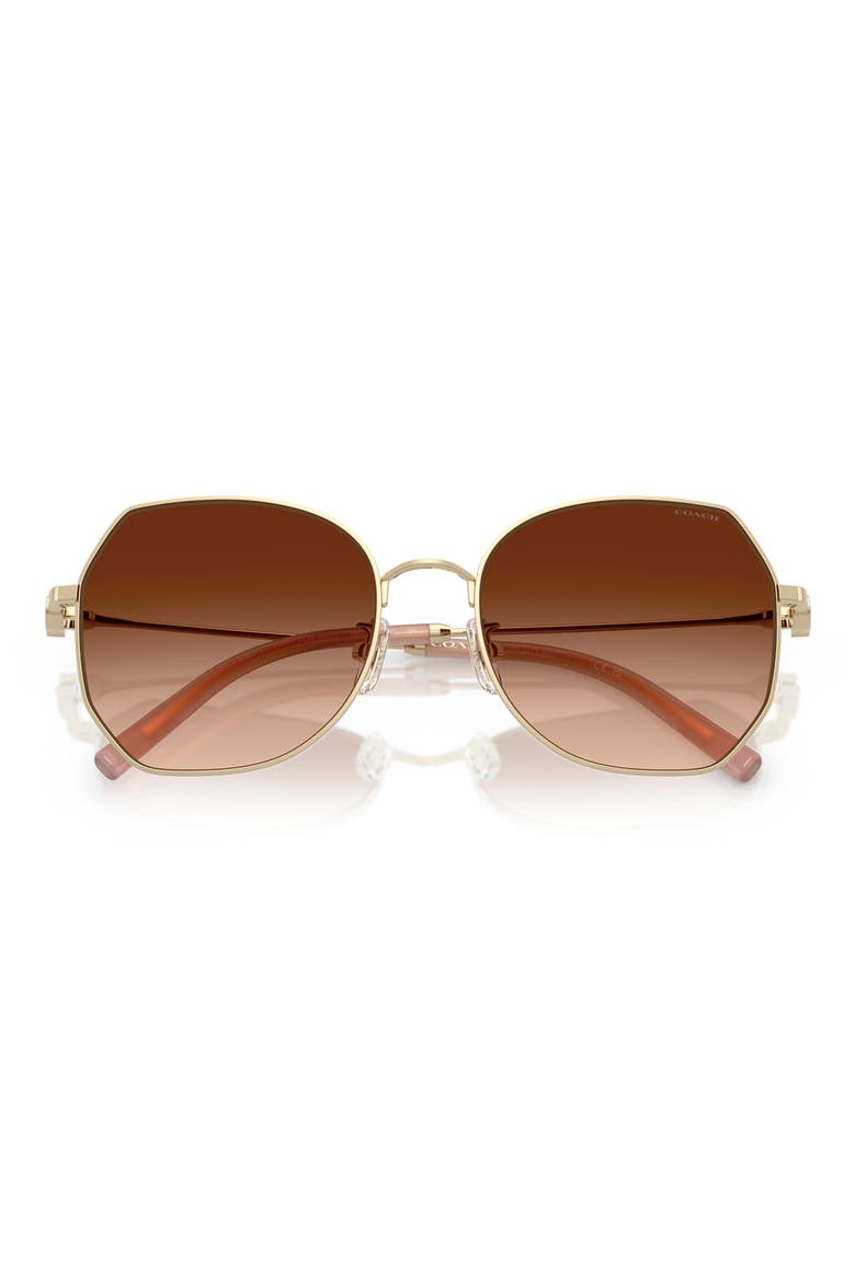 56mm Gradient Irregular Sunglasses, Alternate, color, LIGHT GOLD / BROWN GRADIENT